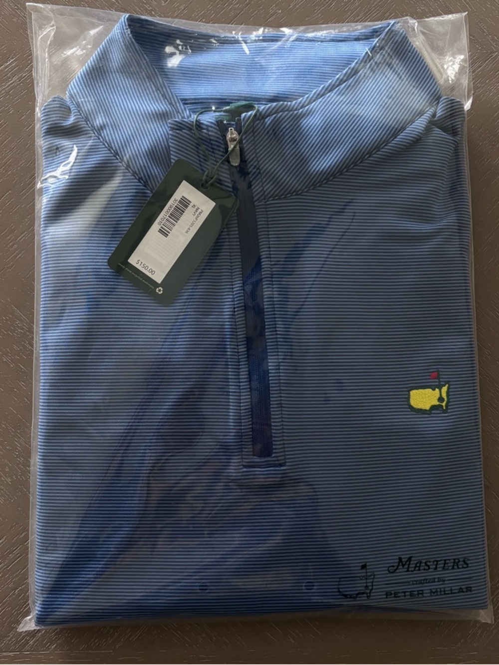 OFFICIAL 2026 Masters Peter Millar 1/4 Zip Pullover Sz XL Blue Stripe Golf